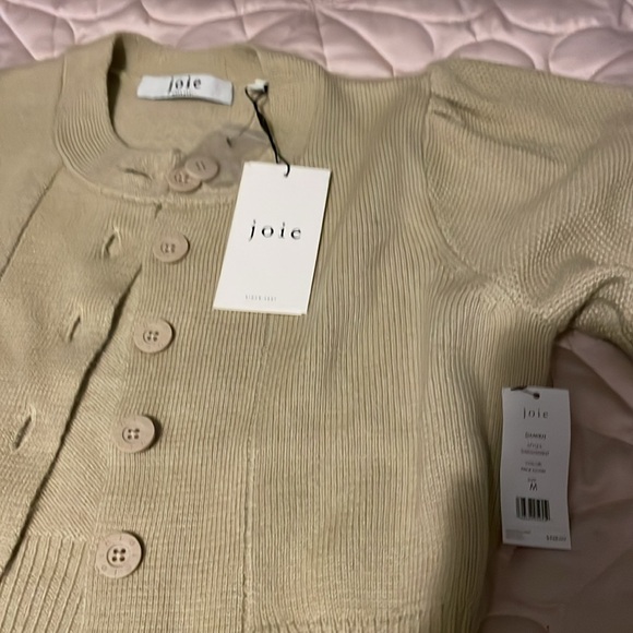 NEW JOIE brand button down sweater. Soft Wool. Tan. Size M. Figure Flattering - Picture 6 of 6